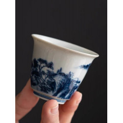 Celadon Master cup Single cup Zen manual tea cup Personal cup high-end kung fu tea set Brother kiln ice crack sample tea 青花cup