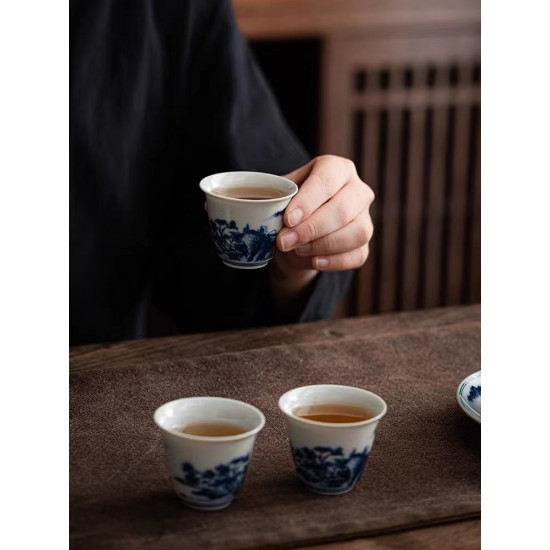 Celadon Master cup Single cup Zen manual tea cup Personal cup high-end kung fu tea set Brother kiln ice crack sample tea 青花cup