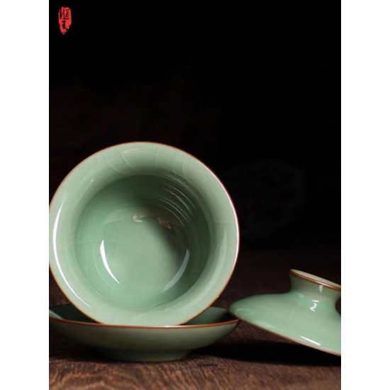 Celadon ice flower master cup single cup personal tea cup high-end brother kiln manual ice crack kung fu tea sample手工 tea cup